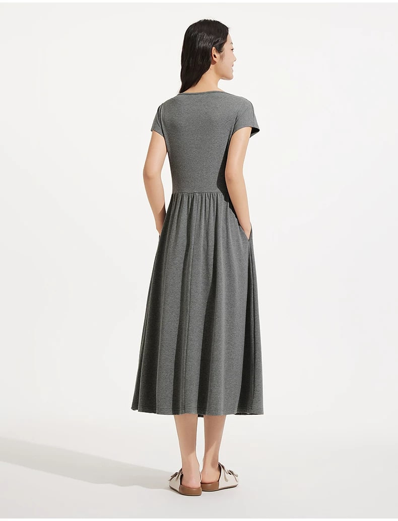 Women's Cowl-Neck Faux-Layered A-Line Midi Dress photo 4