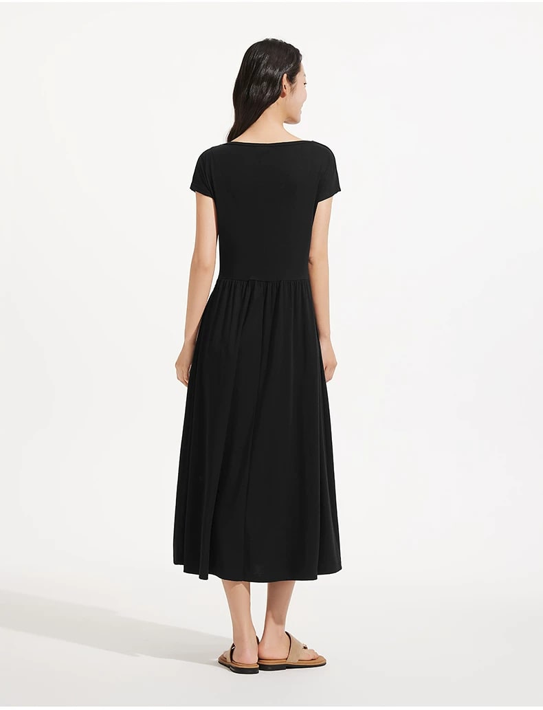 Women's Cowl-Neck Faux-Layered A-Line Midi Dress photo 6
