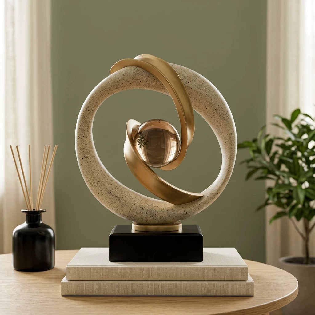 Mid-Century Resin Ornament with Glass Globe photo 3