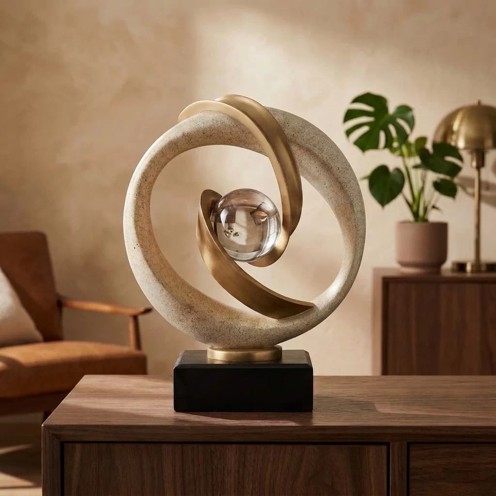 Mid-Century Resin Ornament with Glass Globe photo 2