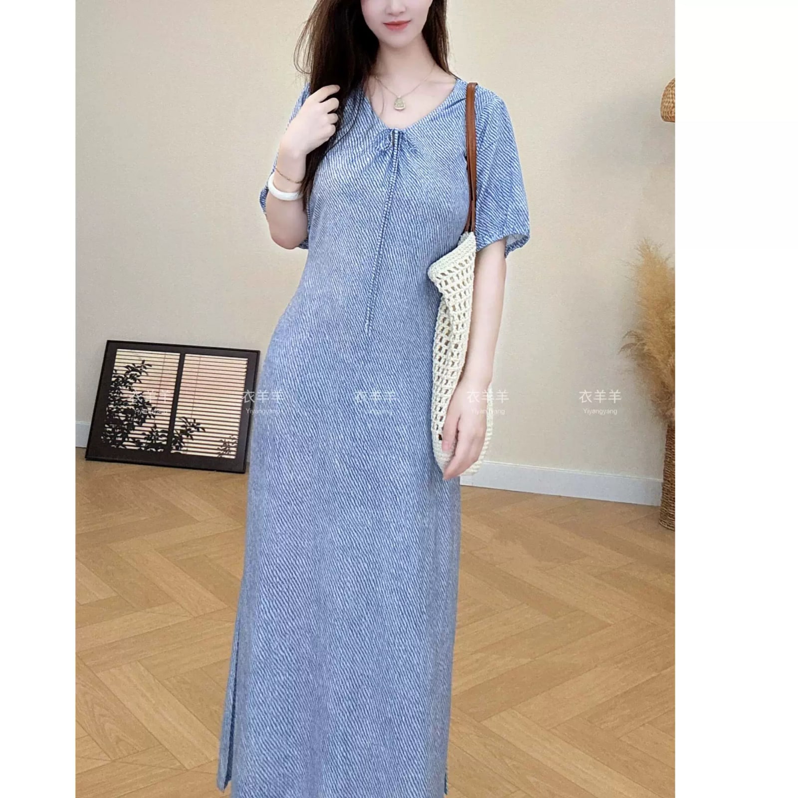 Women's Floral V-Neck A-Line Maxi Dress photo 6