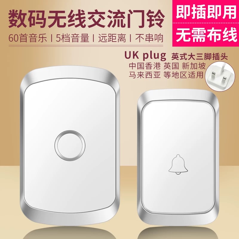 CACAZI UK Plug Wireless Doorbell Kit photo 2