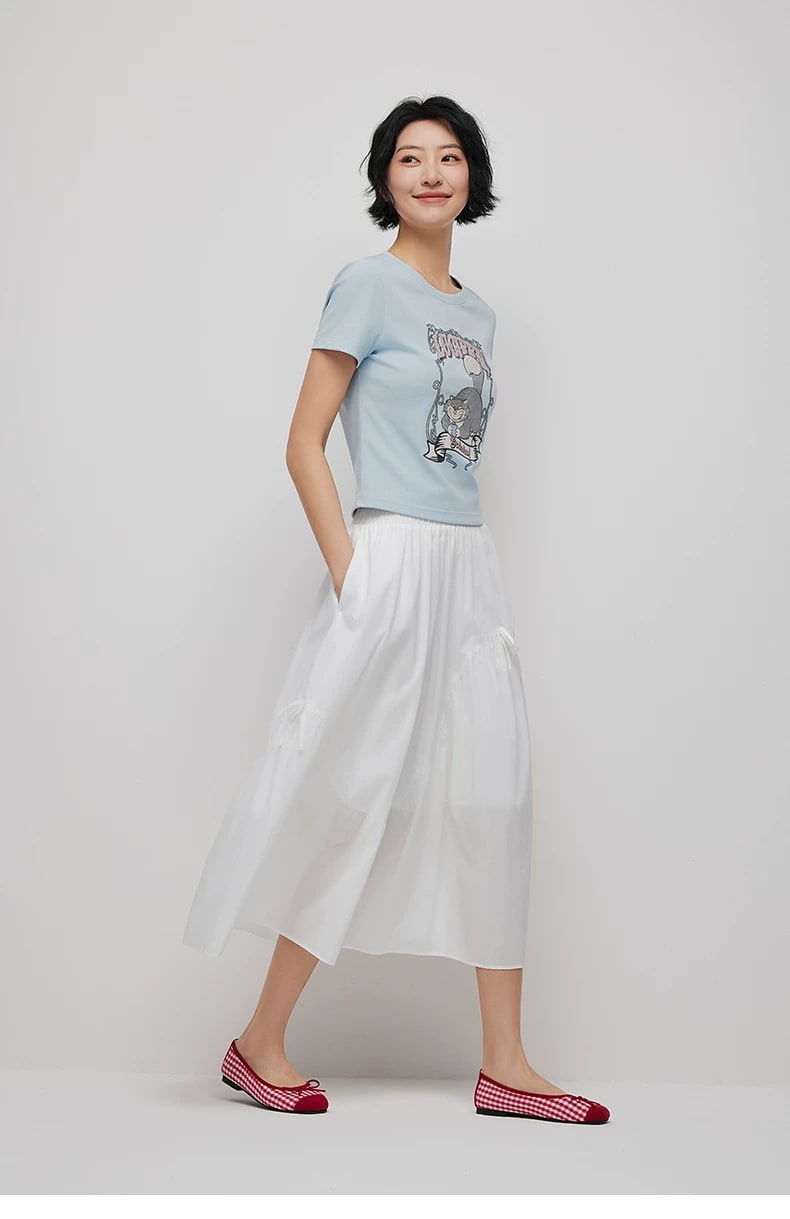 Women's Lined Cotton-Blend A-Line Midi Skirt photo 6