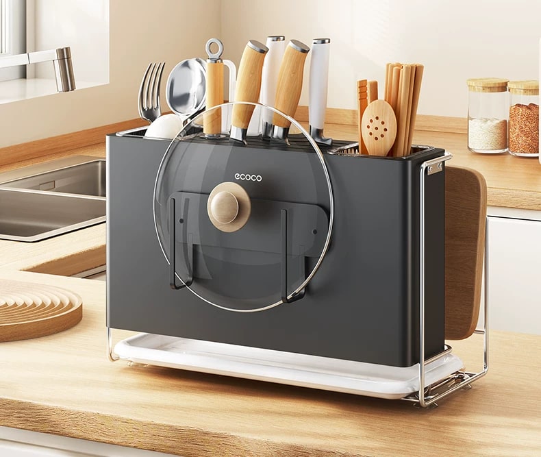 Carbon Steel Knife Block and Chopping Board Rack with Magnetic Lid Ho… — Home & Furniture on G+ Market