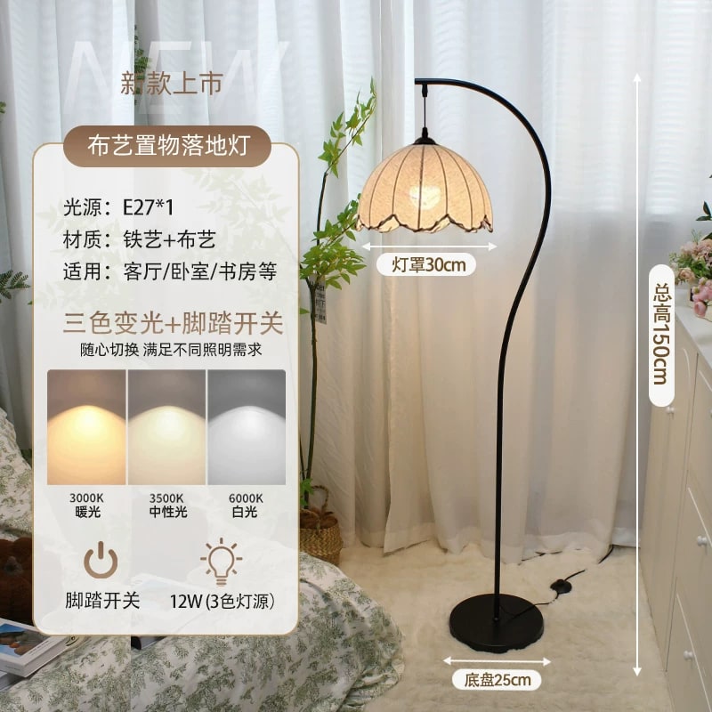 Arc Floor Lamp with Built-In Side Table and Storage Tiers photo 3