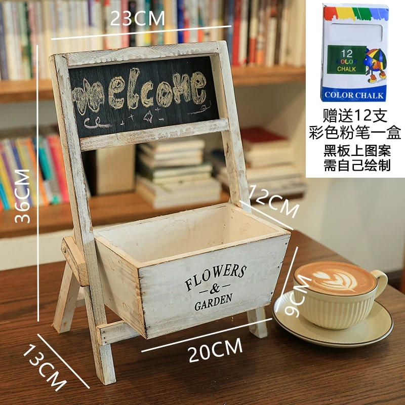 Wooden Blackboard Planter with Chalk photo 2