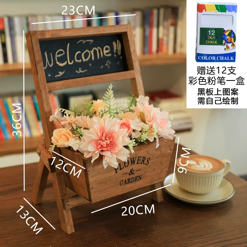 Wooden Blackboard Planter with Chalk photo 3