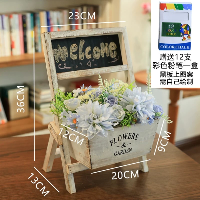 Wooden Blackboard Planter with Chalk photo 5
