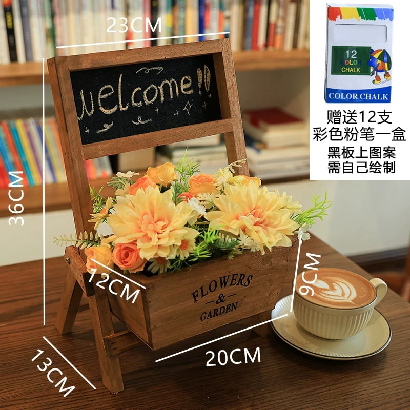 Wooden Blackboard Planter with Chalk photo 4