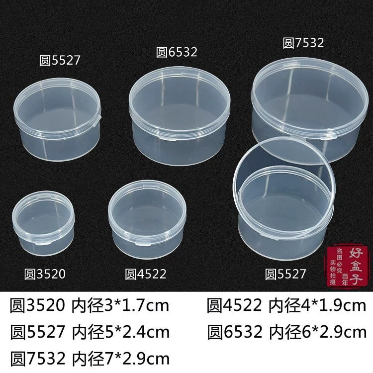 Round Clear-White PP Plastic Storage Boxes with Lid