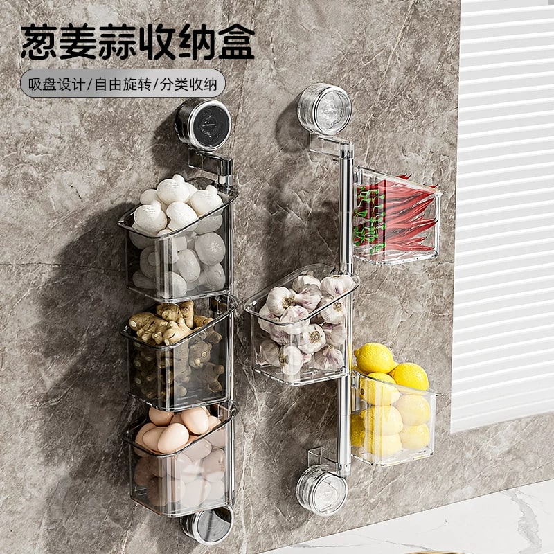 Suction-Mounted Kitchen Rack for Garlic and Ginger photo 6
