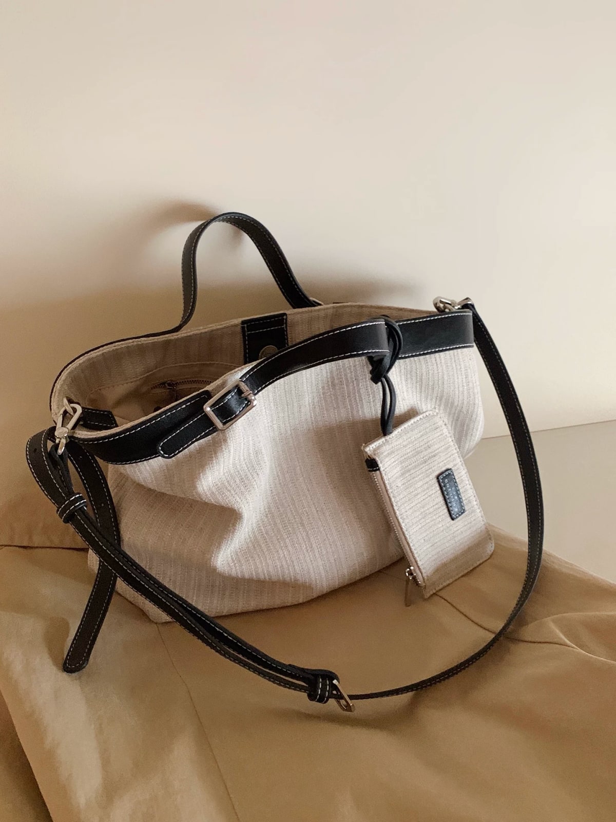 Structured Canvas and Leather-Trim Tote