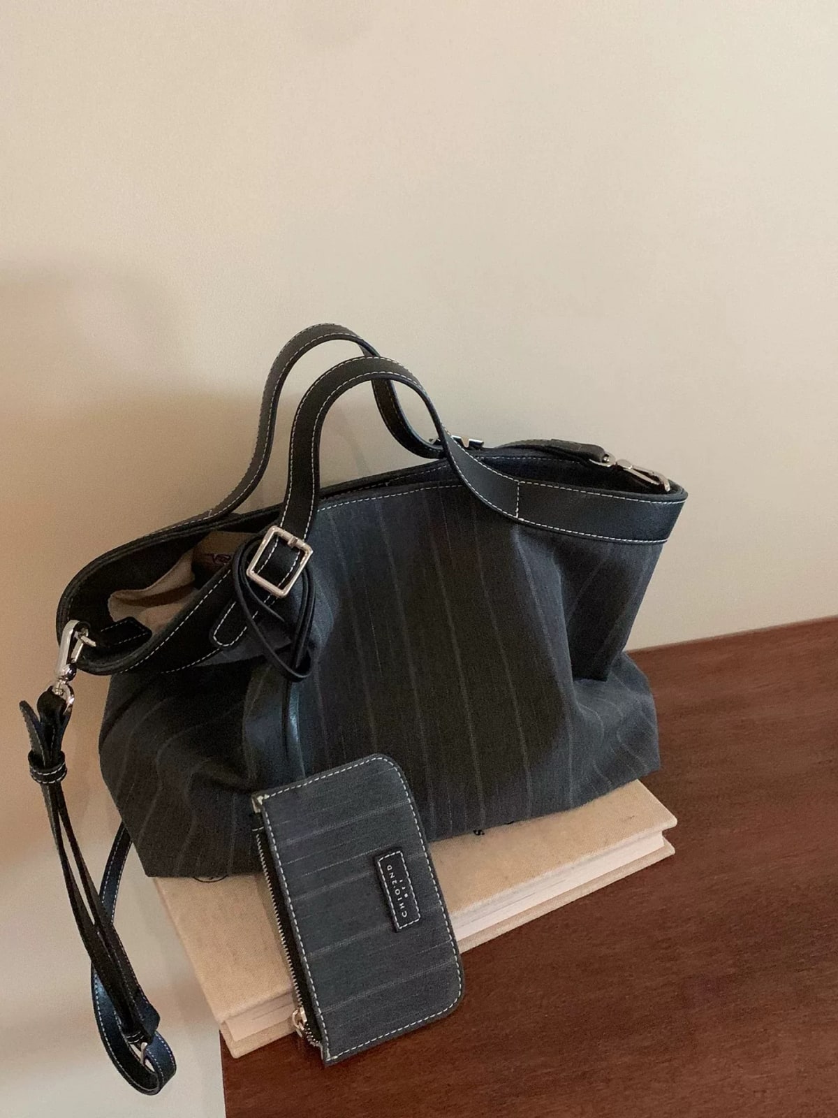 Structured Canvas and Leather-Trim Tote photo 2
