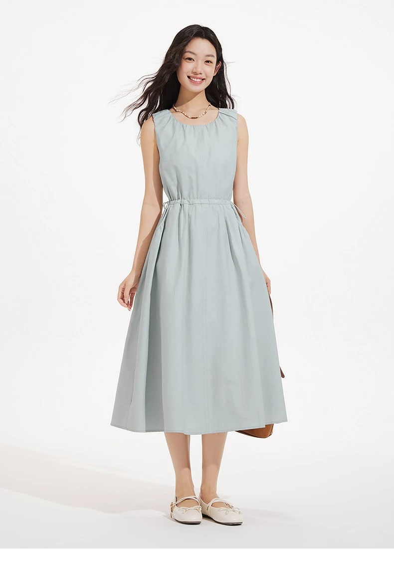 Women's Cotton-Blend Sleeveless A-Line Midi Dress photo 6