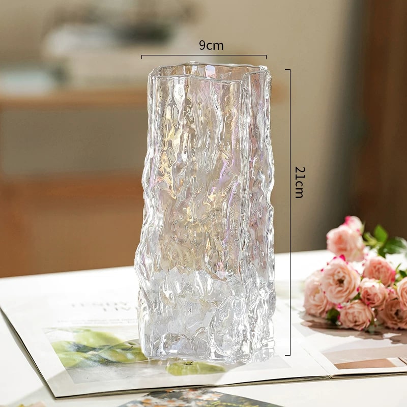 Glacier-Texture Glass Vase, Short to Extra Large photo 6