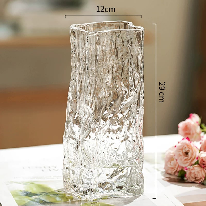 Glacier-Texture Glass Vase, Short to Extra Large photo 3