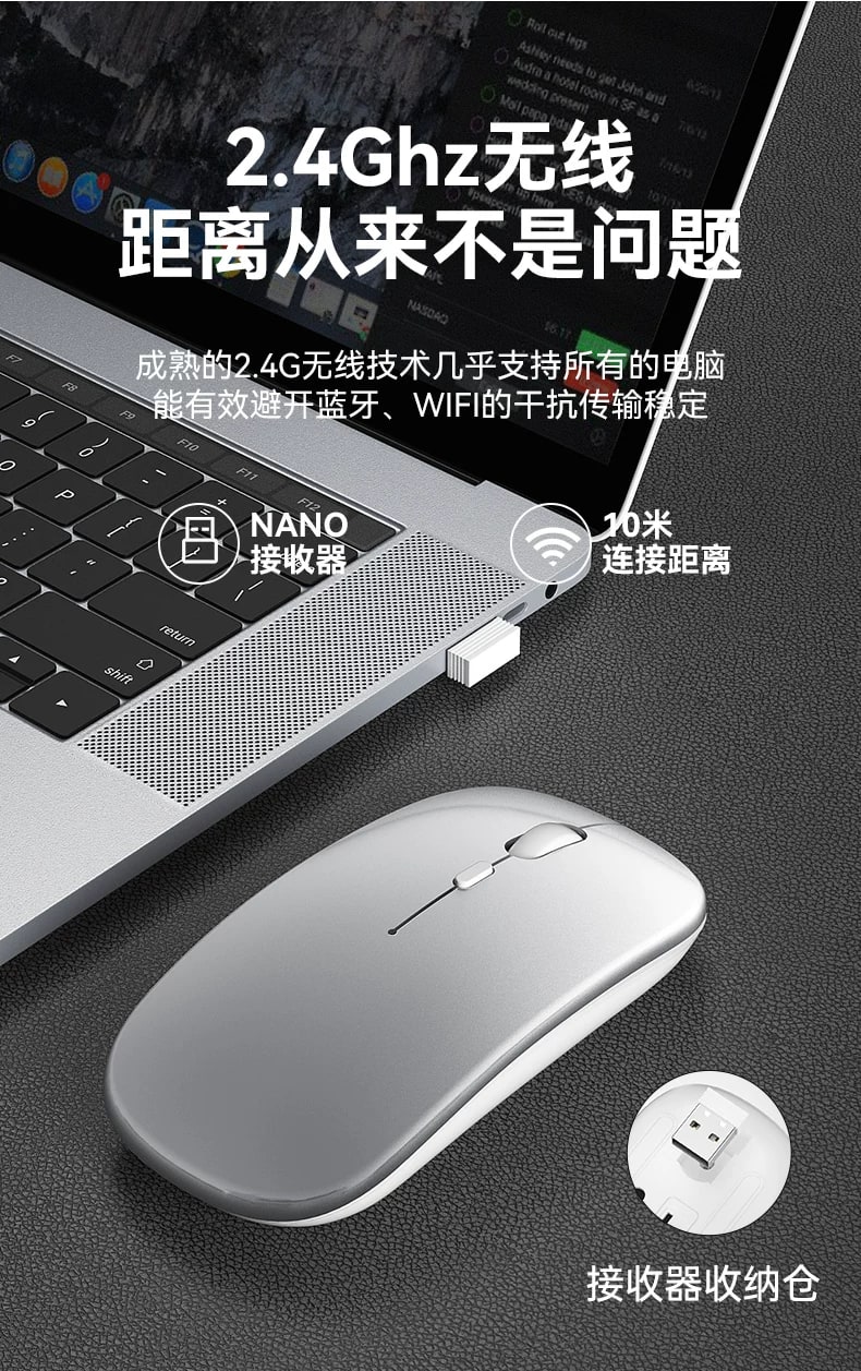 Quiet Wireless Mouse - Bluetooth 5.2 and 2.4 GHz Options photo 3