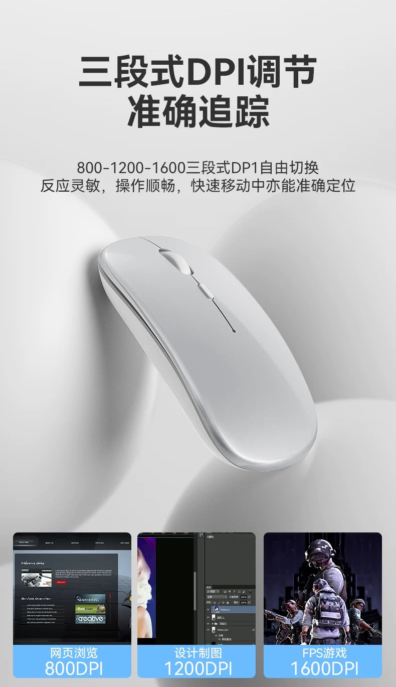 Quiet Wireless Mouse - Bluetooth 5.2 and 2.4 GHz Options photo 4