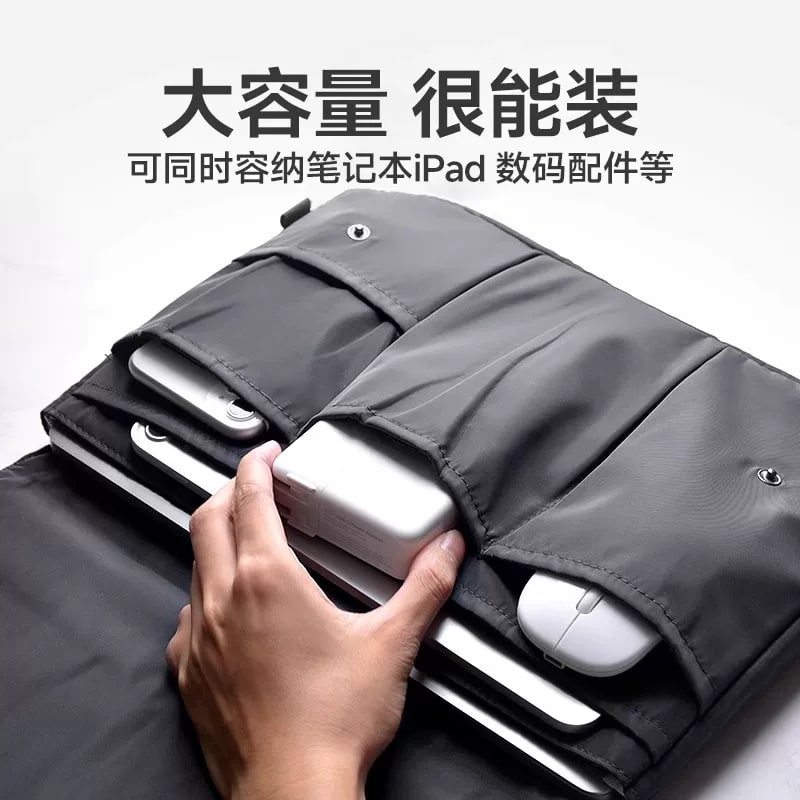 Padded Nylon Laptop Sleeve with Accessory Pockets photo 2