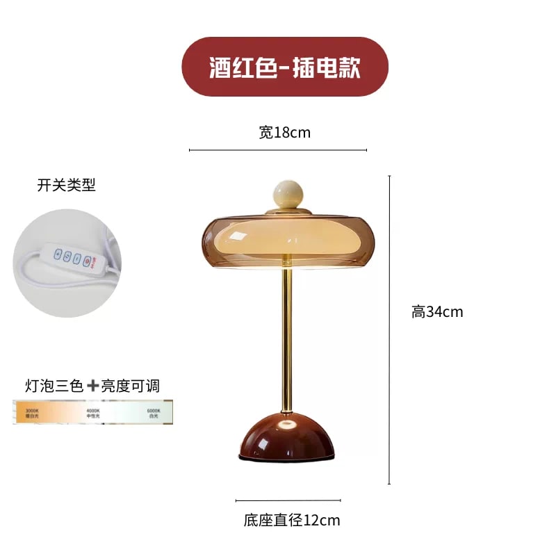 Glass Mushroom Table Lamp with Three Colour Temperatures photo 5