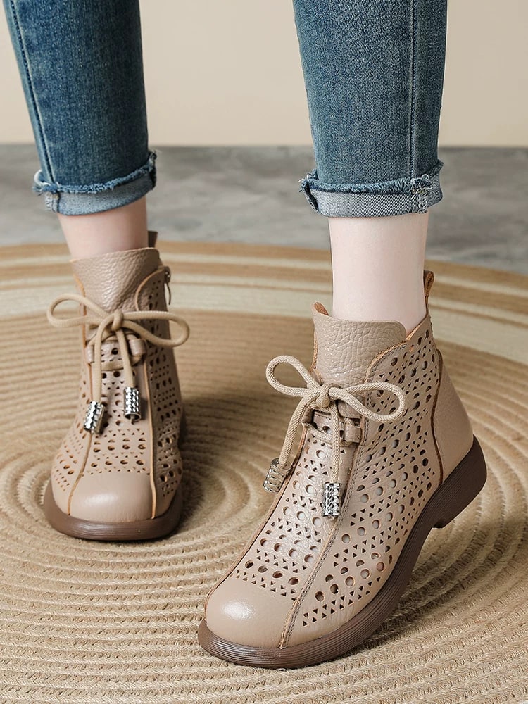 Women's Hollow Out Leather Summer Boots photo 4
