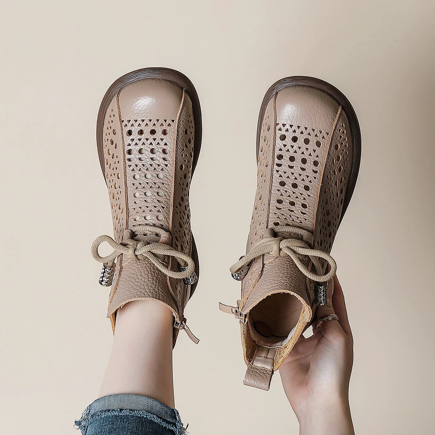 Women's Hollow Out Leather Summer Boots photo 5