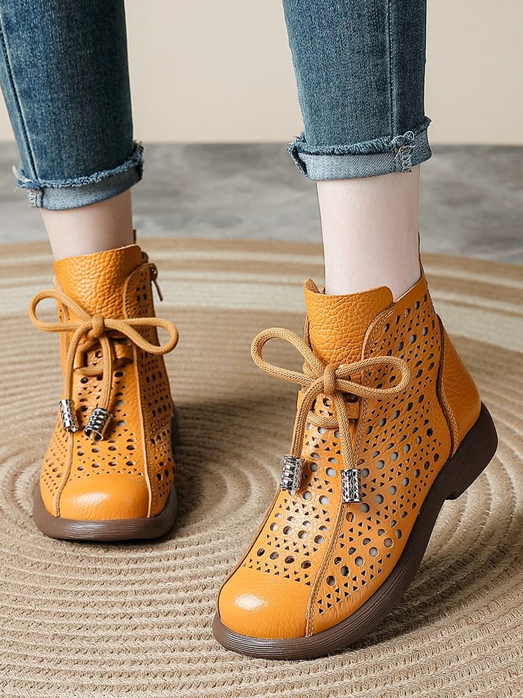 Women's Hollow Out Leather Summer Boots photo 3