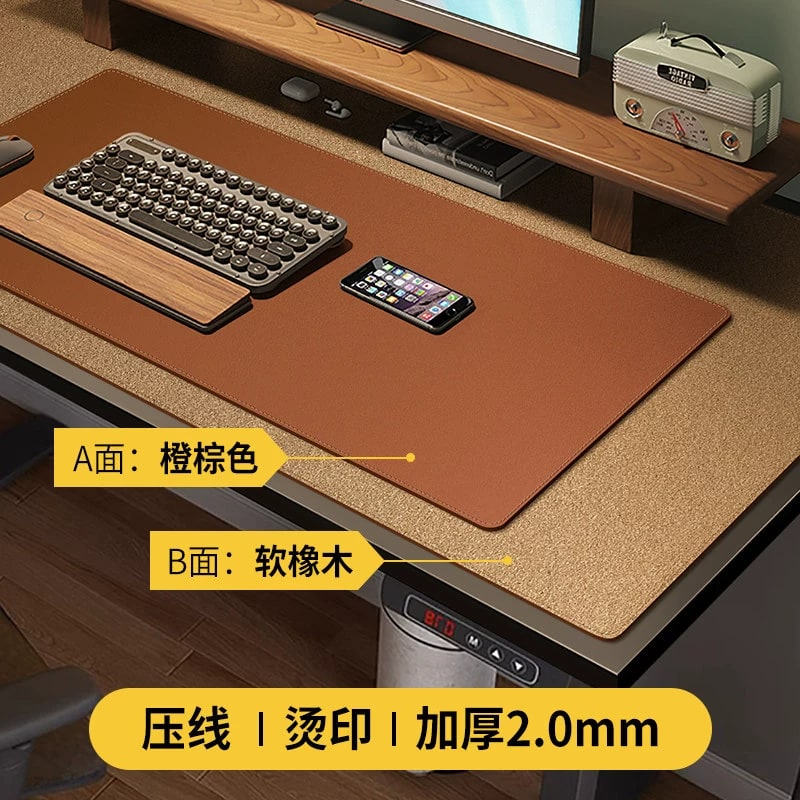Leather and Cork Desk Mat with Stitched Edge — Electronics on G+ Market