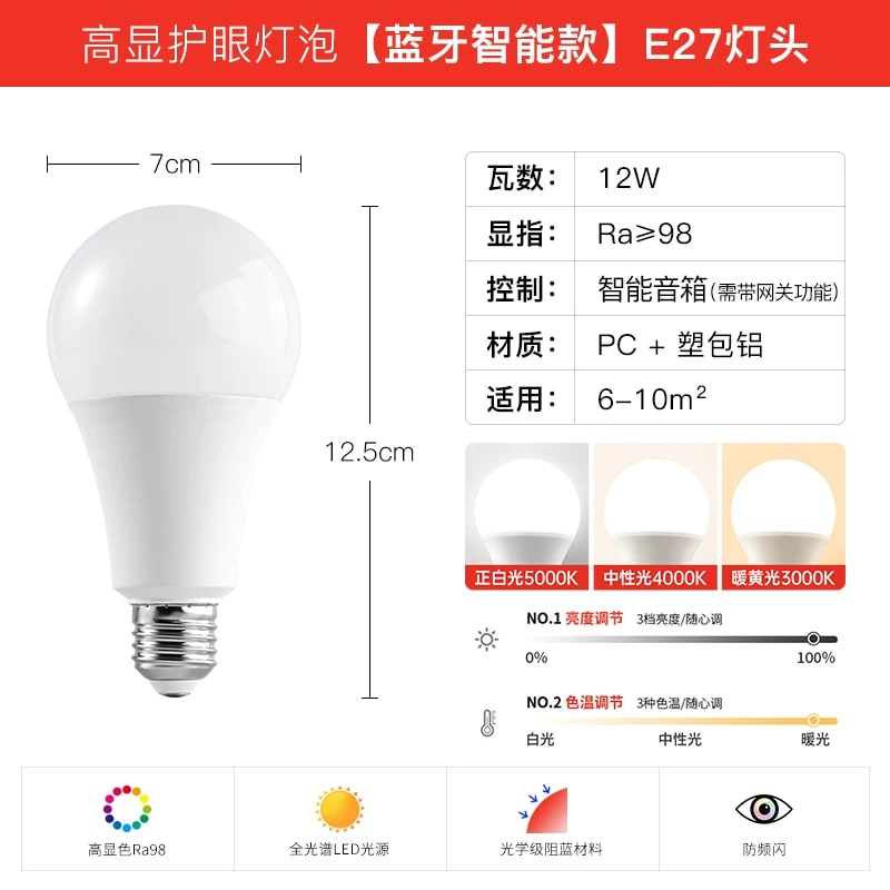 Zhenniu 12W Full-Spectrum High-CRI Dimmable Bulb with Remote photo 3