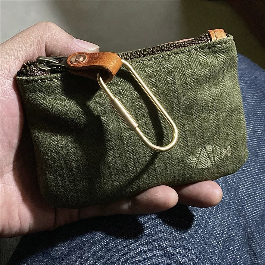 Waxed Canvas Zip Coin Pouch with Brass Clip — Fashion on G+ Market