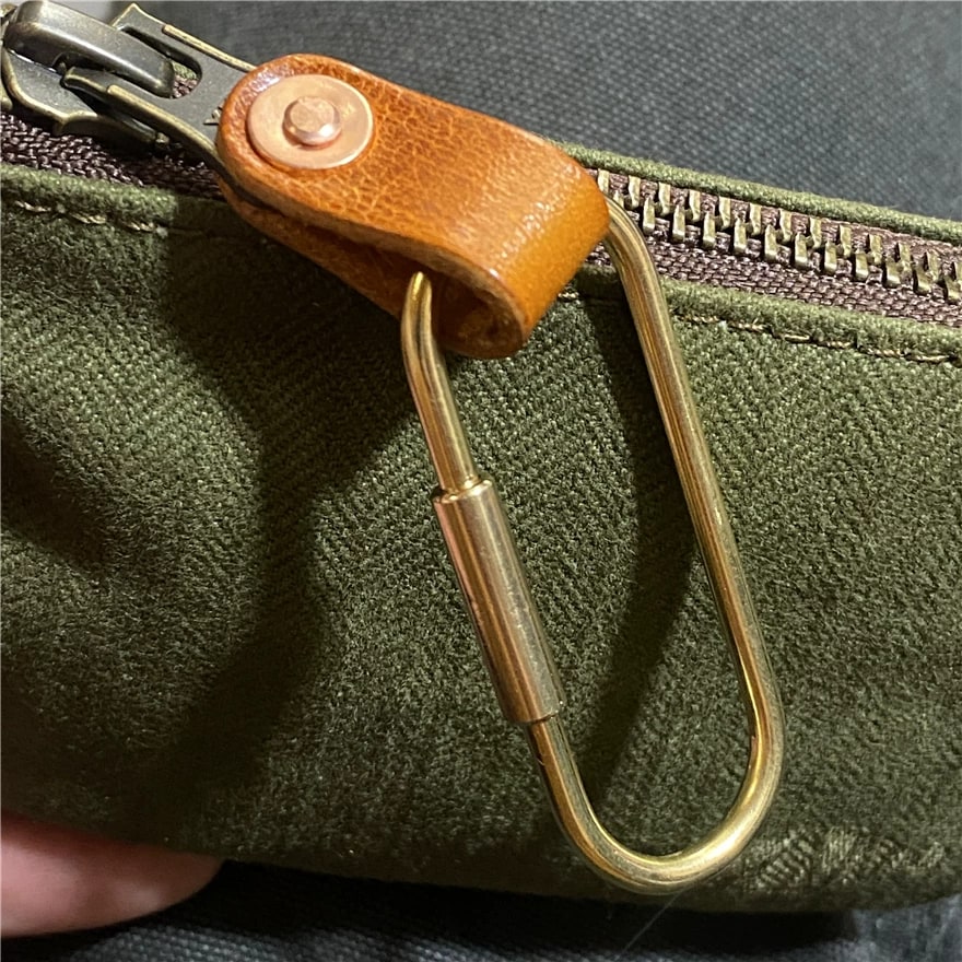 Waxed Canvas Zip Coin Pouch with Brass Clip photo 2