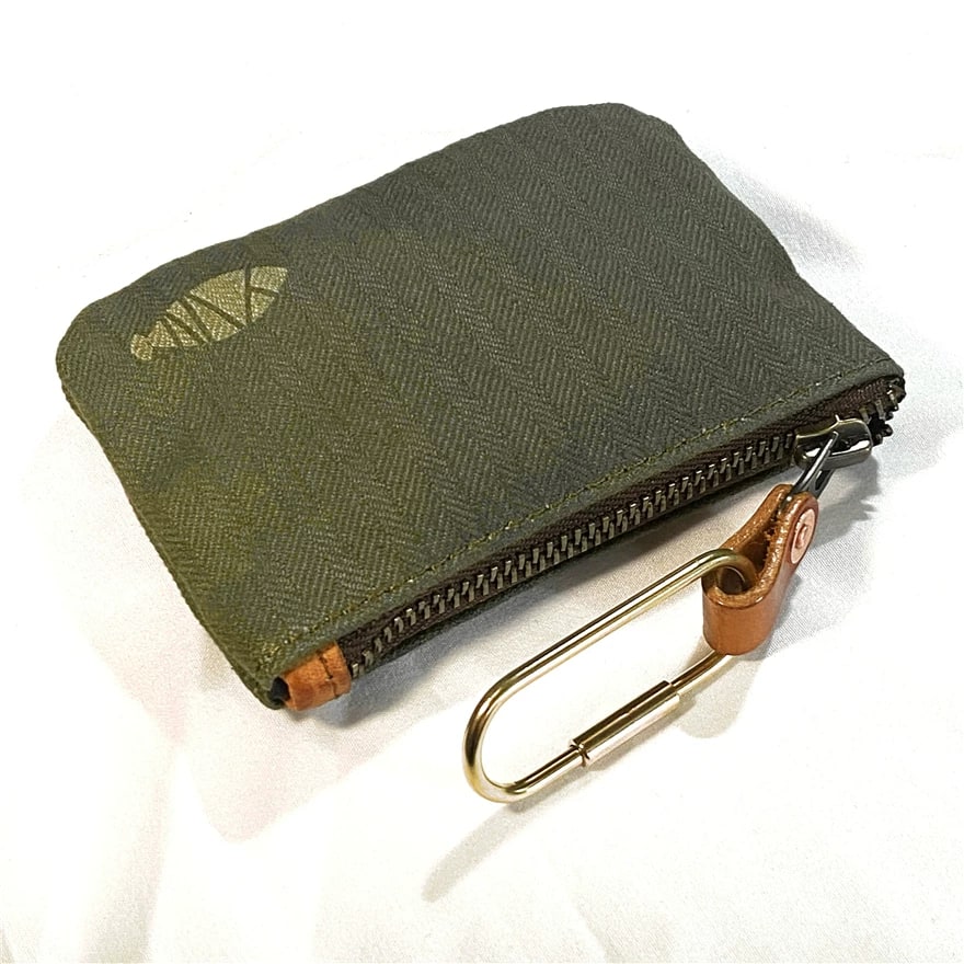 Waxed Canvas Zip Coin Pouch with Brass Clip photo 5