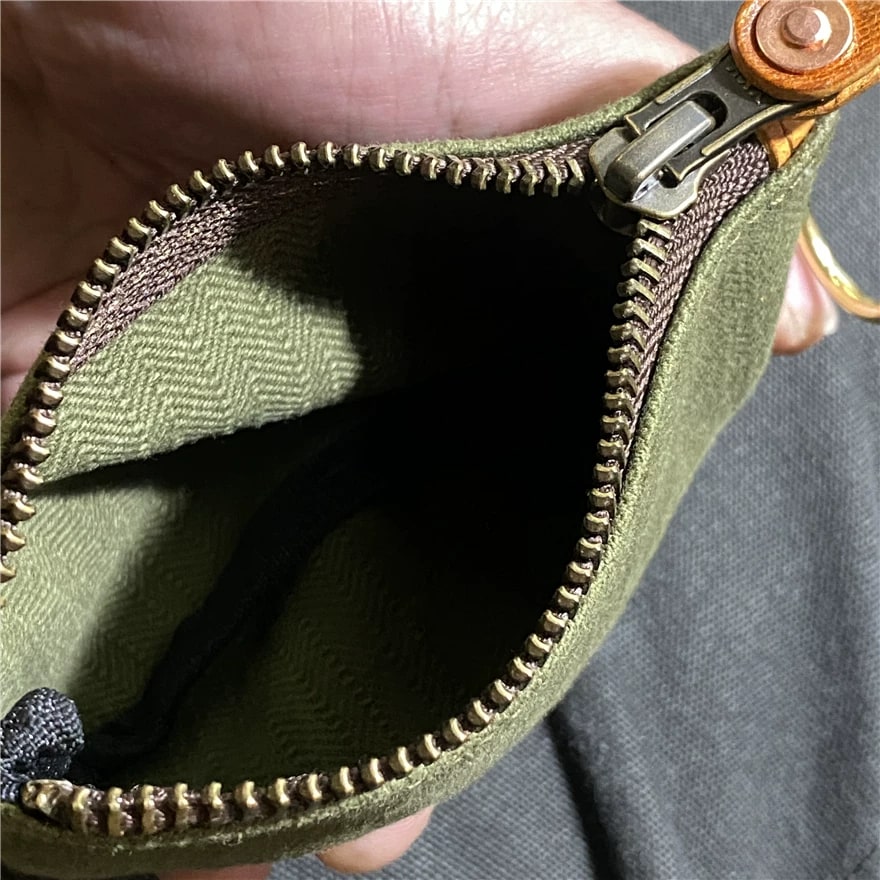 Waxed Canvas Zip Coin Pouch with Brass Clip photo 4
