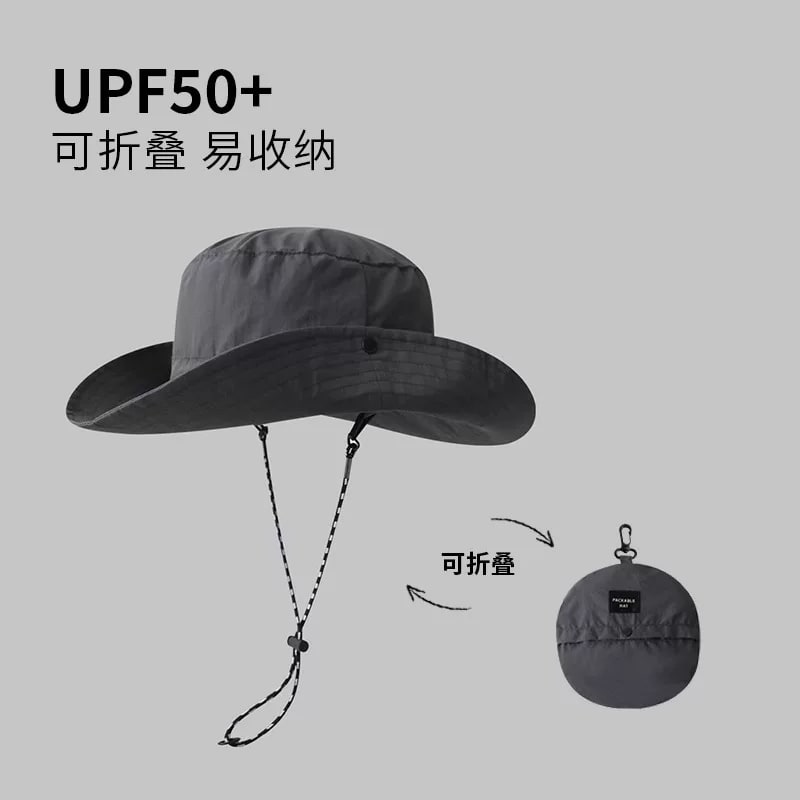 Packable Quick-Dry Wide-Brim Bucket Hat with Chin Cord photo 2