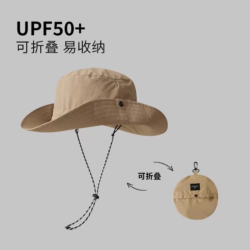 Packable Quick-Dry Wide-Brim Bucket Hat with Chin Cord photo 3