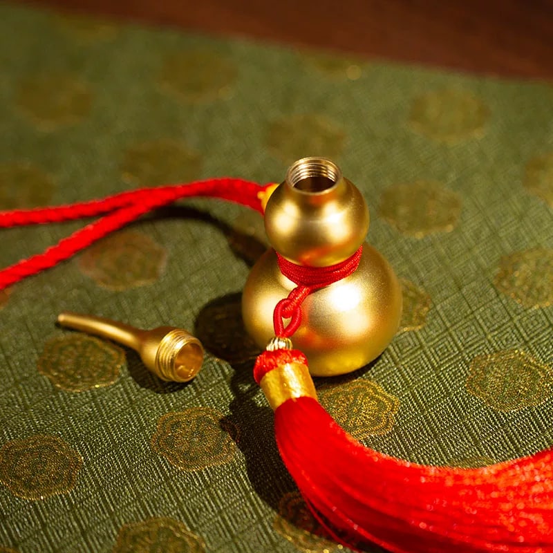 Zhu Bingren Copper Fortune Gourd Hanging Ornament photo 5