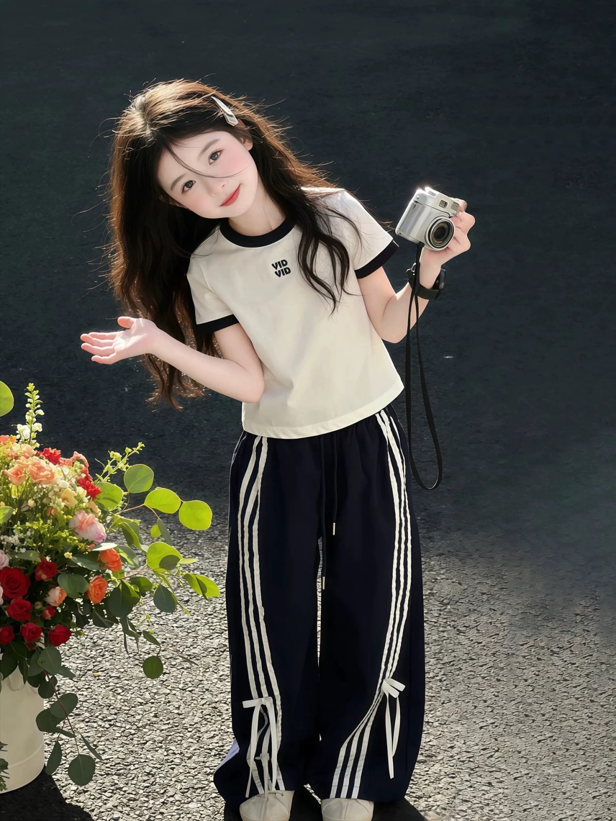 Girls' Summer 2-Piece Set - Wide-Leg Pants and Tee photo 2