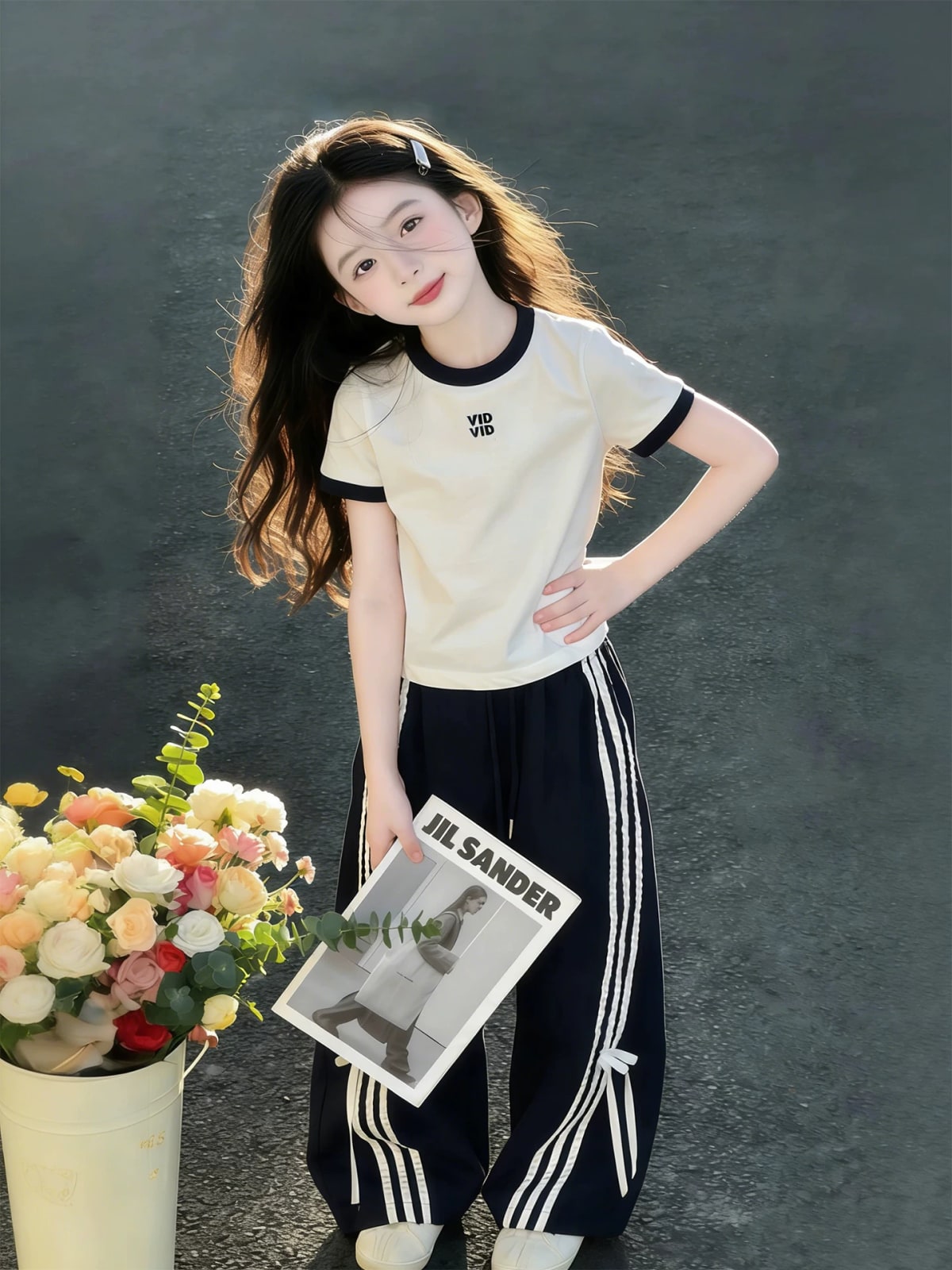 Girls' Summer 2-Piece Set - Wide-Leg Pants and Tee photo 5