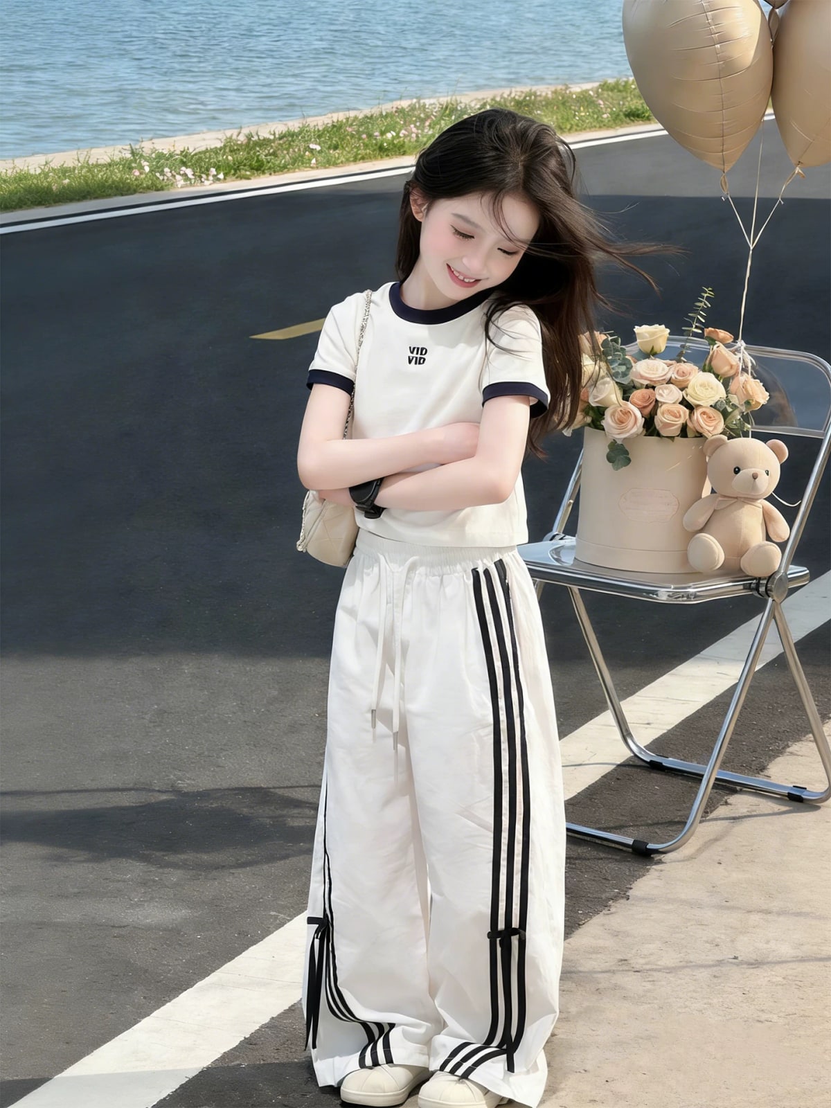 Girls' Summer 2-Piece Set - Wide-Leg Pants and Tee — All products on G+ Market