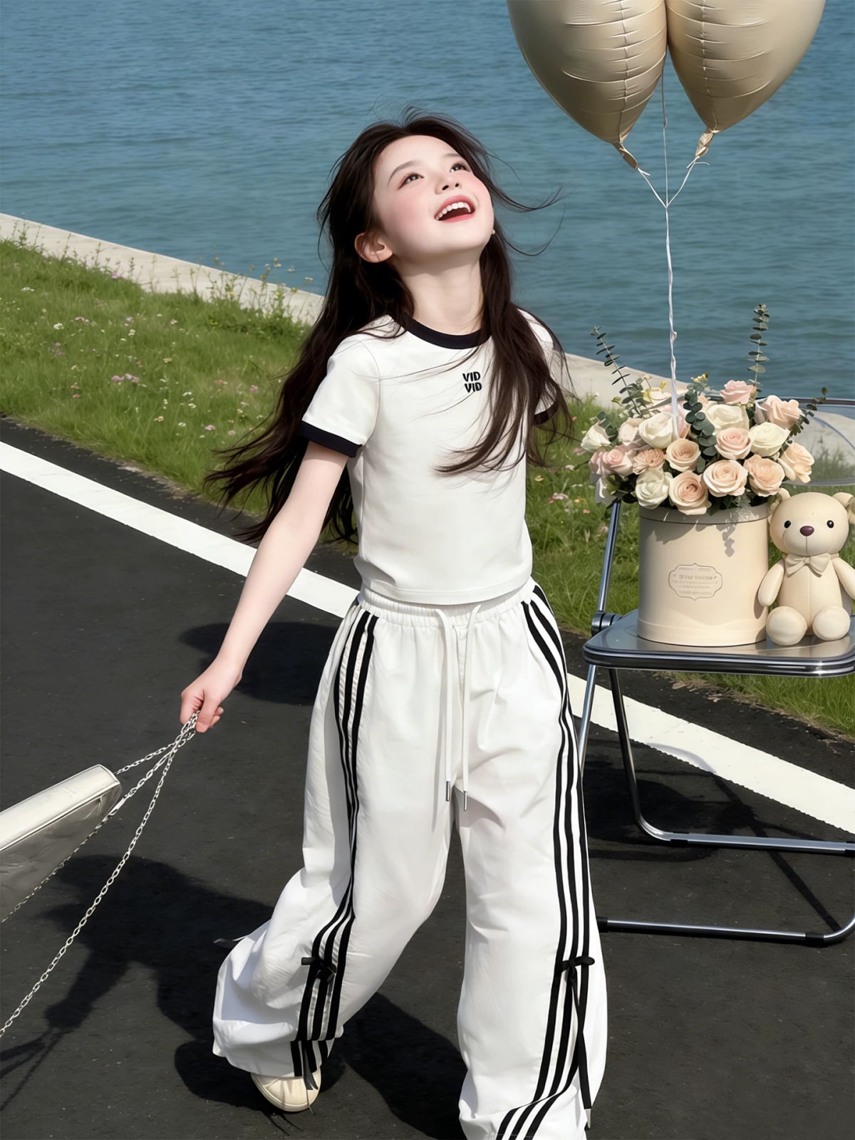 Girls' Summer 2-Piece Set - Wide-Leg Pants and Tee photo 4