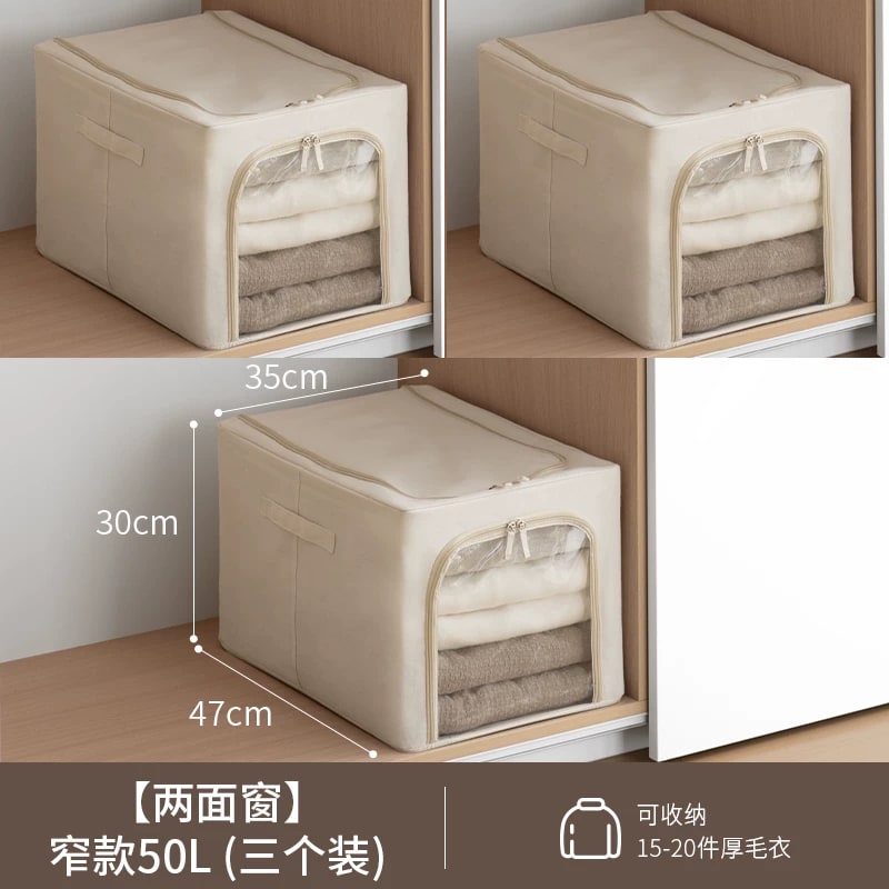 Foldable Fabric Storage Box with Washable Base and Viewing Windows photo 4