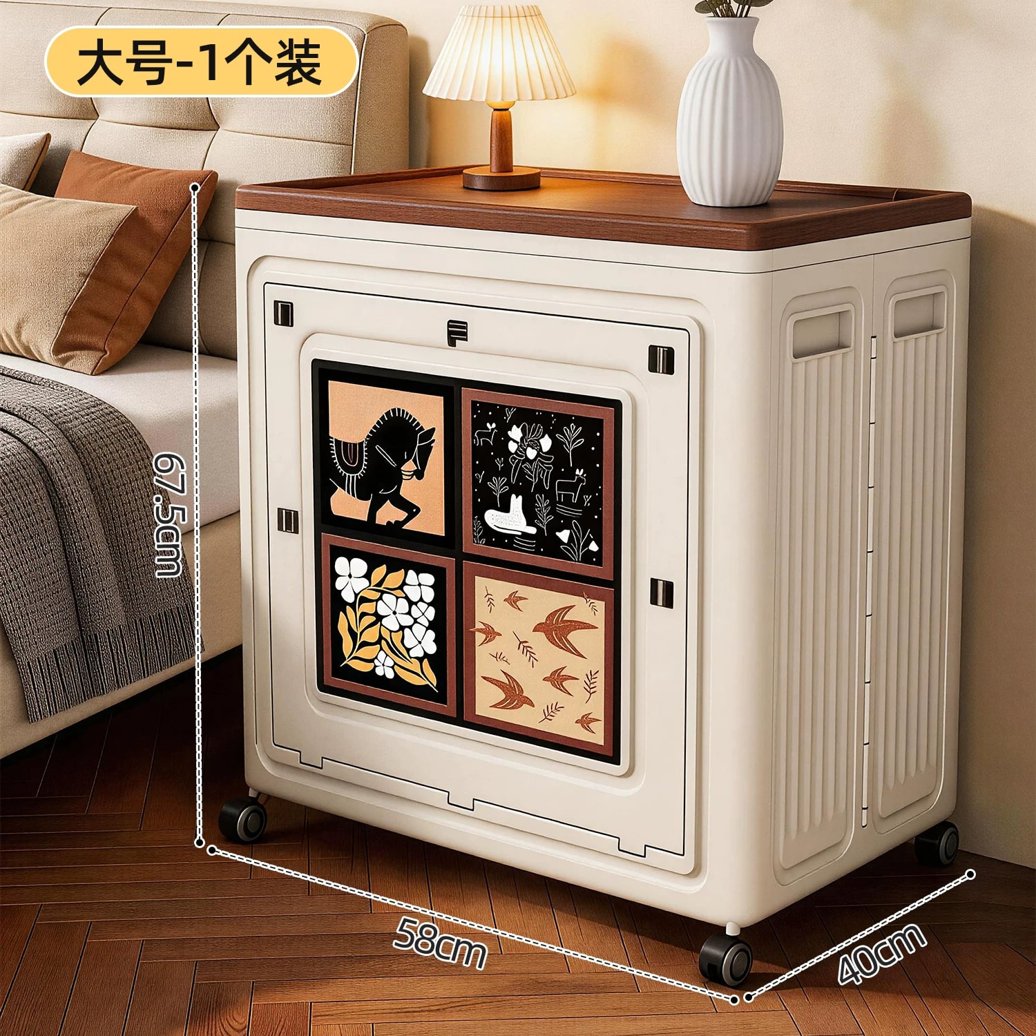 Folding Storage Cabinet with Castors photo 2