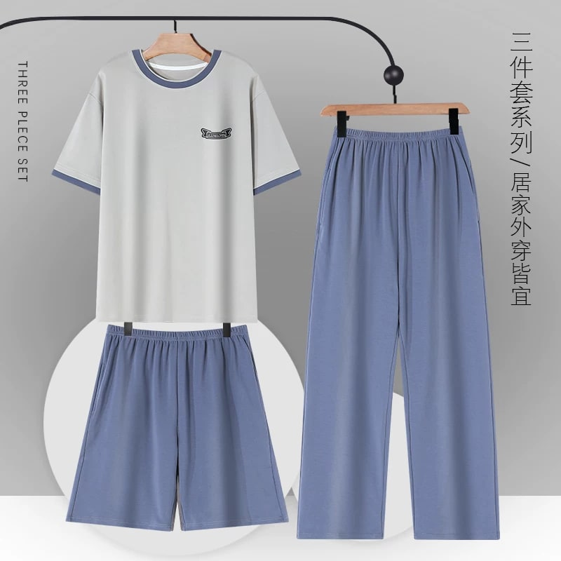 Men's Cotton Pyjama Set, Three Pieces photo 3