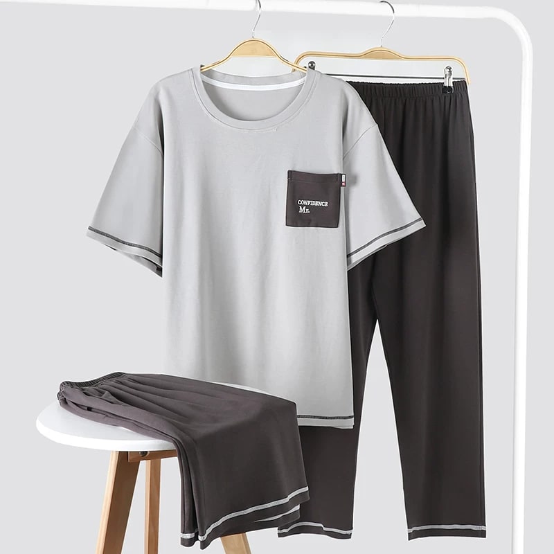 Men's Cotton Pyjama Set, Three Pieces photo 2