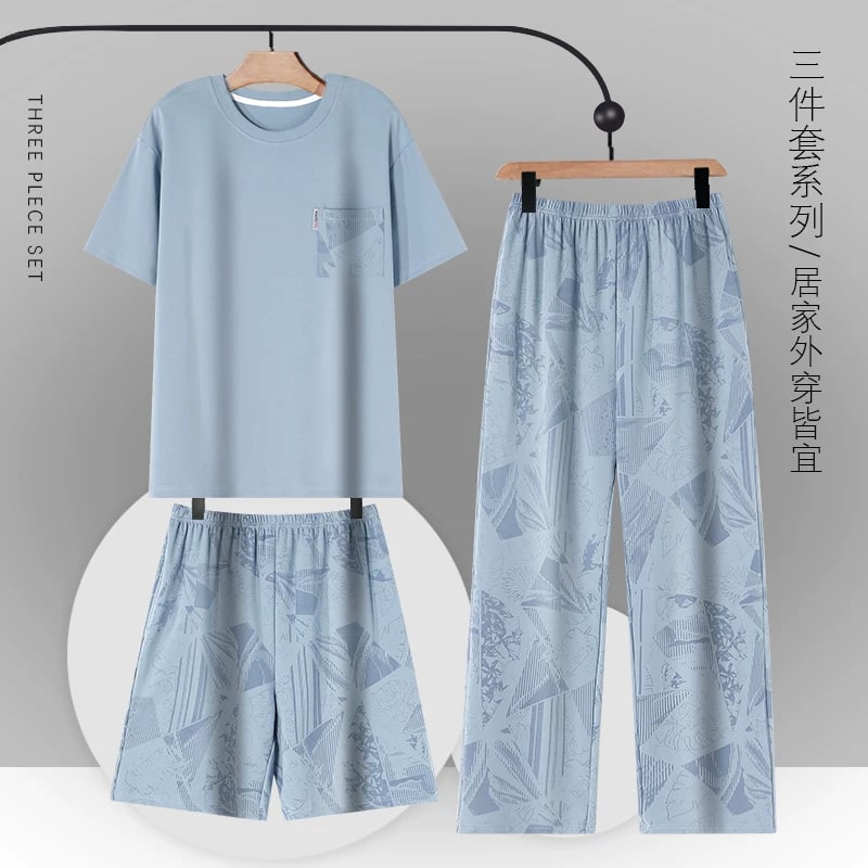 Men's Cotton Pyjama Set, Three Pieces — Fashion on G+ Market