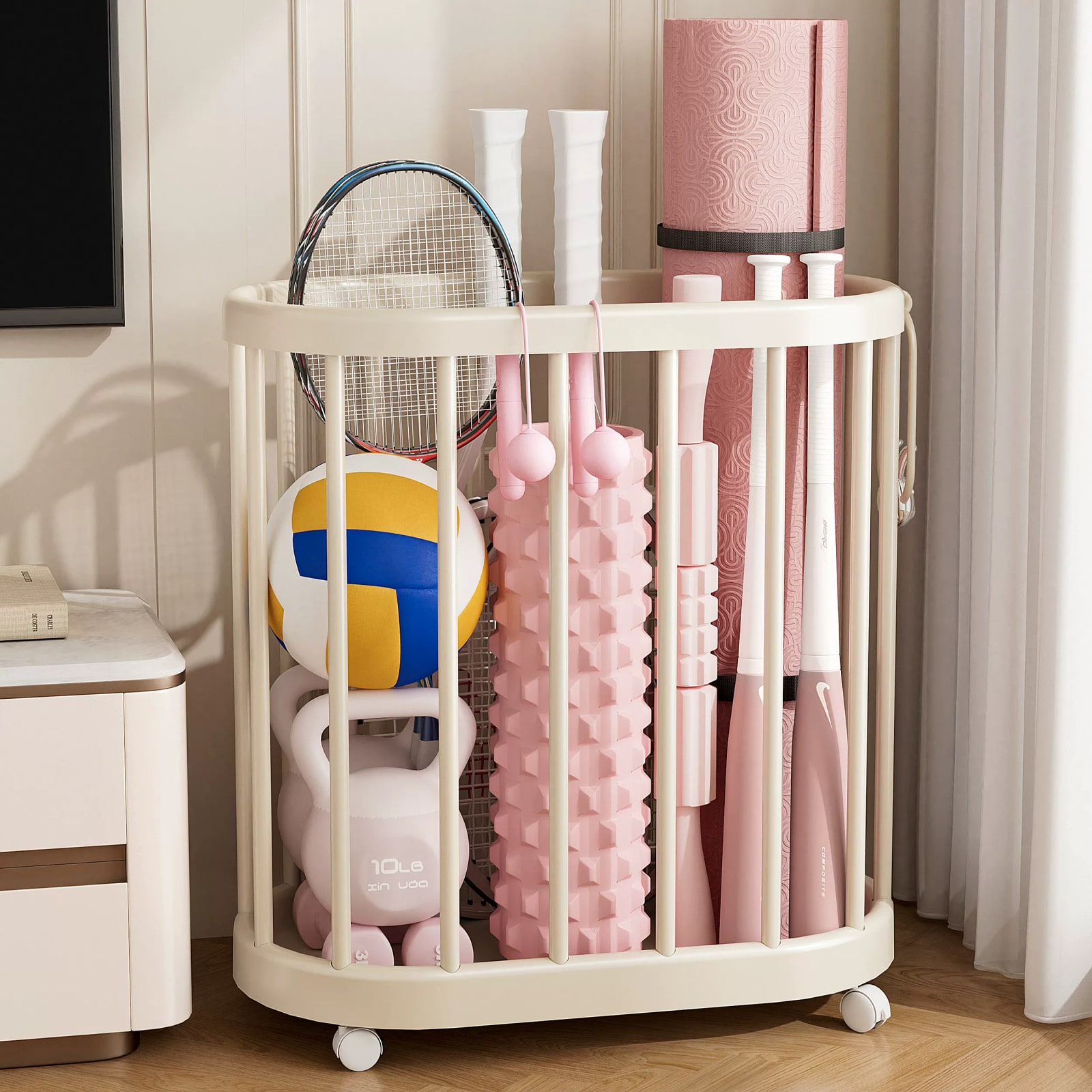 Rolling Storage Basket for Yoga Mats and Sports Gear photo 5