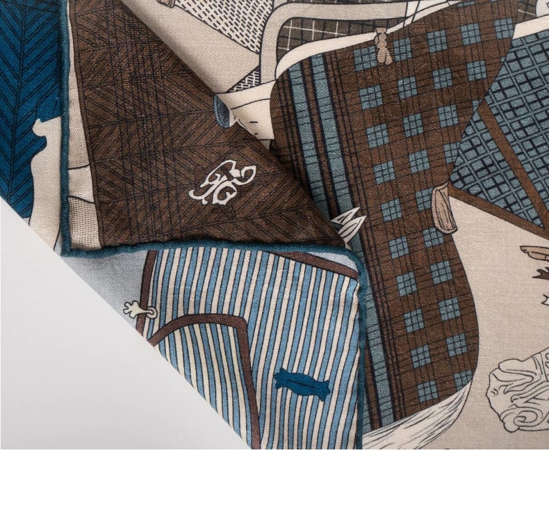 Wool and Silk Jacquard Square Scarf, 65cm photo 3