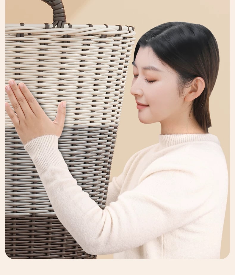 Woven-Look Laundry Basket with Handles photo 2