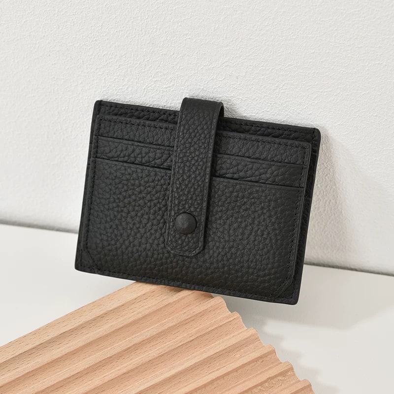 Slim Leather Card Holder with Snap Strap photo 4