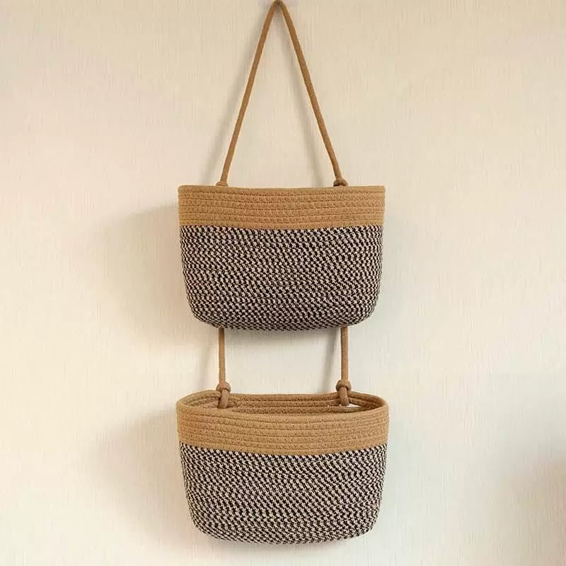 Cotton Rope Wall-Hanging Storage Basket Organizer photo 2